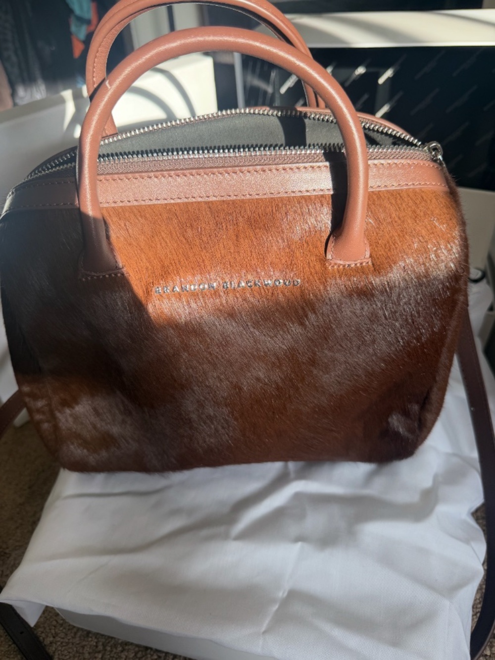 Brandon Blackwood Medium Cara bag, brown pony hair
